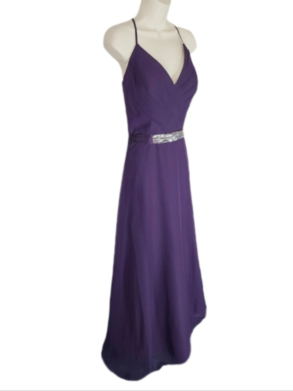 Davinci Dress Rhinestones and Sequins Ribbon Belt Sash Purple Size 10 - Picture 3 of 16